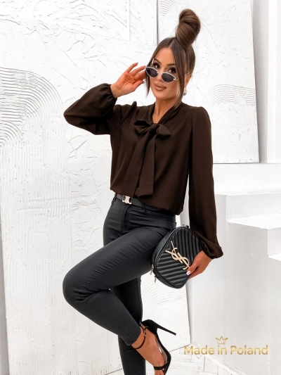 Bluza Athena Temno Rjava z Ovratnikom