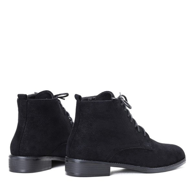 Czarne, sznurowane botki Noel- Obuwie