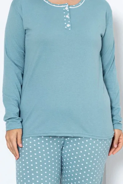 Royalfashion Ženské bavlnené 2-dielne pyžamo s bodkami PLUS SIZE