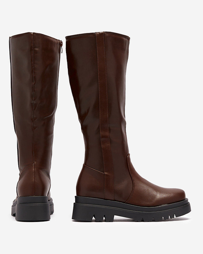 OUTLET Tmavohnedé dámske nadkolienky z ekokože Roterika - Obuv