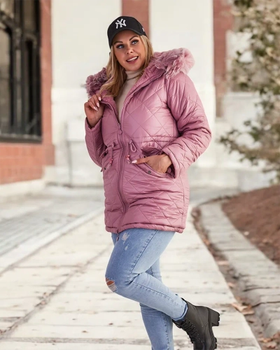 Royalfashion Dámska prešívaná bunda v ružovej farbe