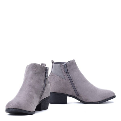 Szare botki na słupku Evelyn- Obuwie