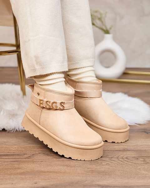 Royalfashion Svetlohnedé dámske topánky a'la snehule s ornamentom Parisela