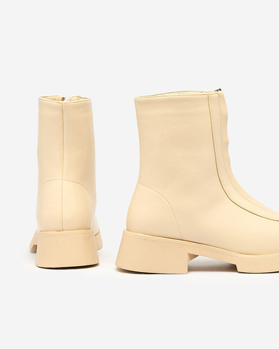 Royalfashion Dámske béžové čižmy Etiuse na plochom podpätku