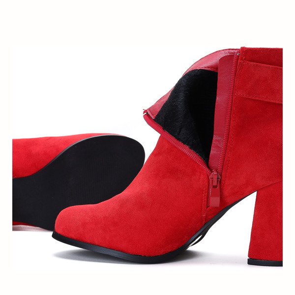 Czerwone botki z kokardką Lucia - Obuwie