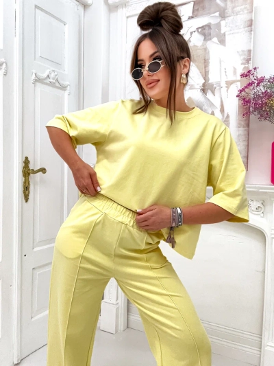 Royalfashion Dámsky bavlnený set so širokými nohavicami