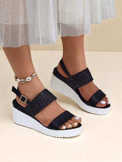 Sandali s polno peto Royalfashion Cassia Nero – udobje in stil za poletje