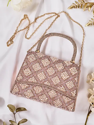 Royalfashion Malá dámska kabelka so zirkónmi a perlami