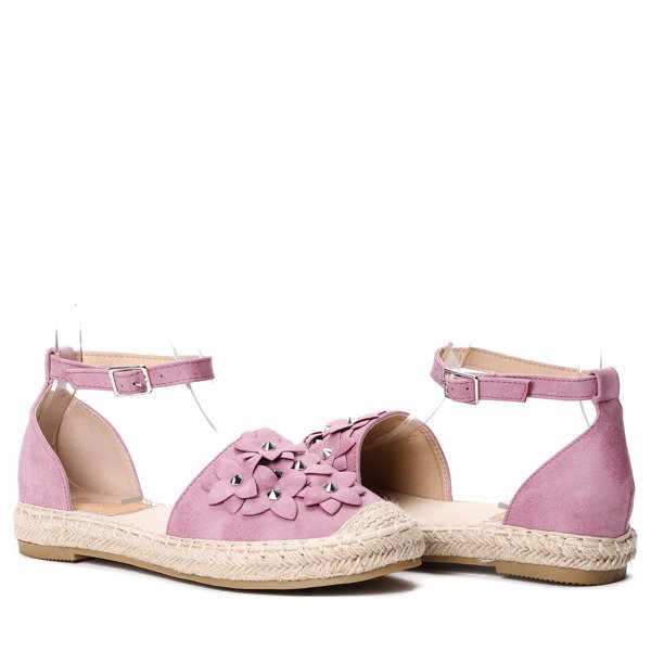 Fialové otvorené espadrilky s kvetmi Nuena - Obuv