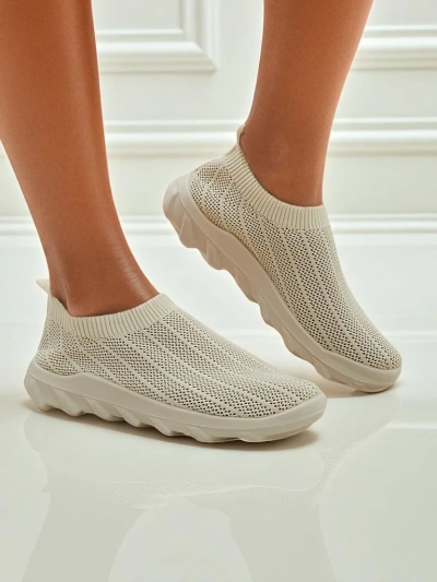 Ženski slip-on čevlji Arete Bež, zračne superge iz tkanine