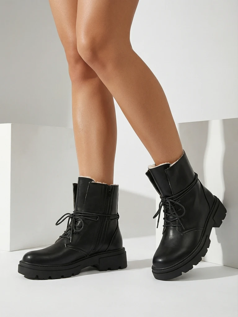 Ženski gležnarji Luna Črni Usnjeni Elegantni za Zimo