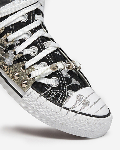 Dámske čierne vysoké tenisky s trblietkami Survivi- Footwear
