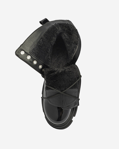 Čierne dámske lakované čižmy Dexoci - Obuv