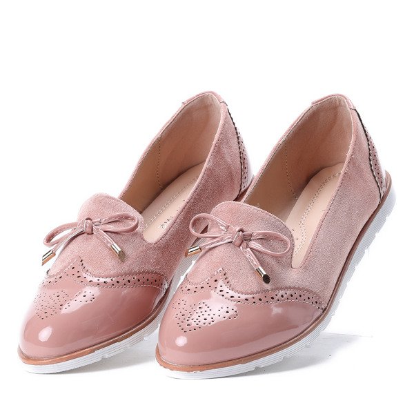 Różowe mokasyny z kokardką Julia - Obuwie