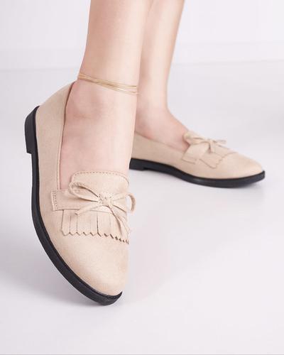 OUTLET Dámske eko semišové béžové mokasíny Waqo - Topánky