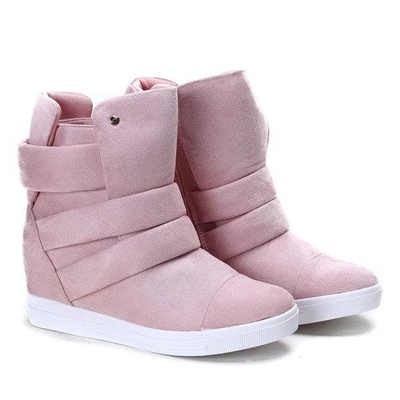 OUTLET Różowe sneakersy na krytym koturnie My Little Love- Obuwie