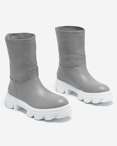 OUTLET Sivé dámske čižmy so zateplením Mekira - Obuv