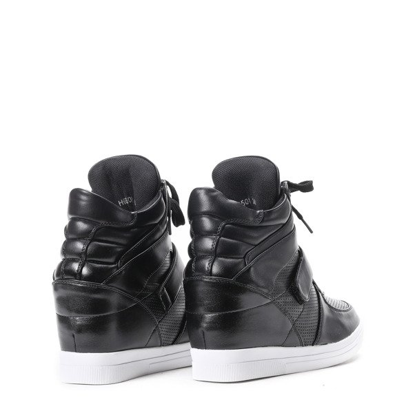 Czarne sneakersy na koturnie Ellen - Obuwie