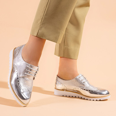 Dámske strieborné šnurovacie topánky Narvi - Obuv