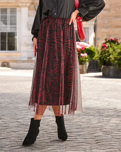 Royalfashion Vzorovaná midi sukňa pre ženy s tylom