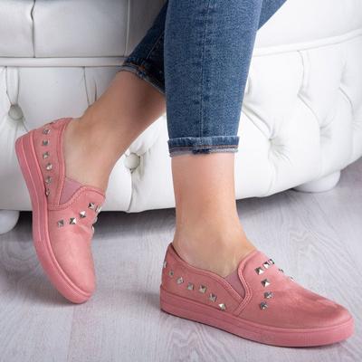 Růžové nazouváky s cvočky Poliana - Obuv