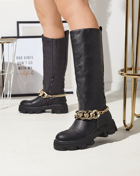 Dámske čierne čižmy s retiazkou Sudzi- Obuv