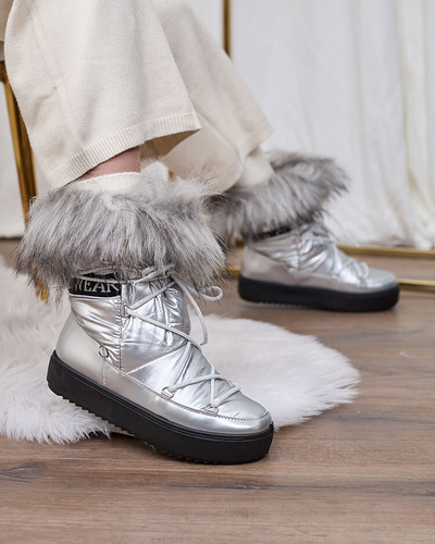 Royalfashion Silver slip-on boots a'la snow boots for women Efilayla