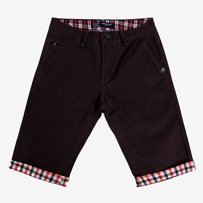 Tmavošedé pánske kraťasy s červenými vložkami - Oblečenie