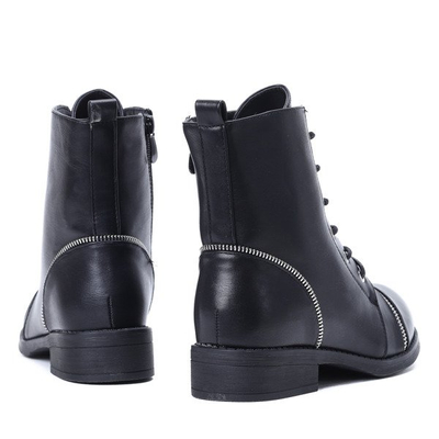 Czarne workery z suwakami Nelly - Obuwie