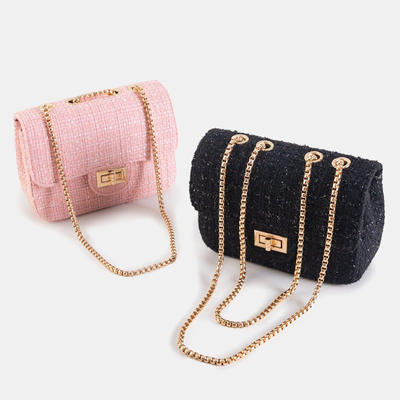 Ružová tvídová kabelka cez rameno - Kabelky