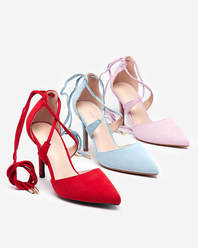 Červené dámske lodičky s členkovým viazaním Azunis - Topánky