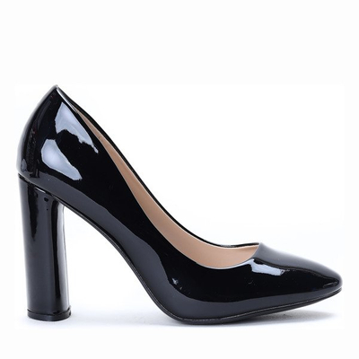 Czarne czółenka na słupku Dahlia - Obuwie