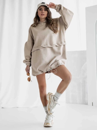 Royalfashion Ženské bavlnené mini šaty s kapucňou typu