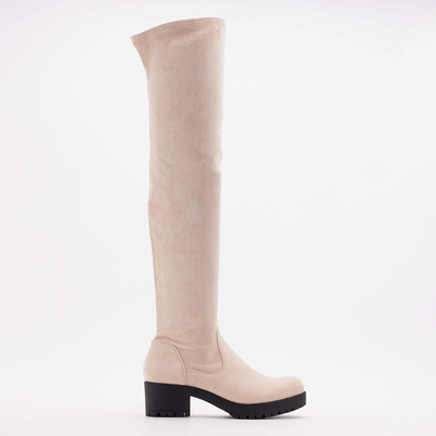 Béžové čižmy pod kolená Erwinet - Obuv