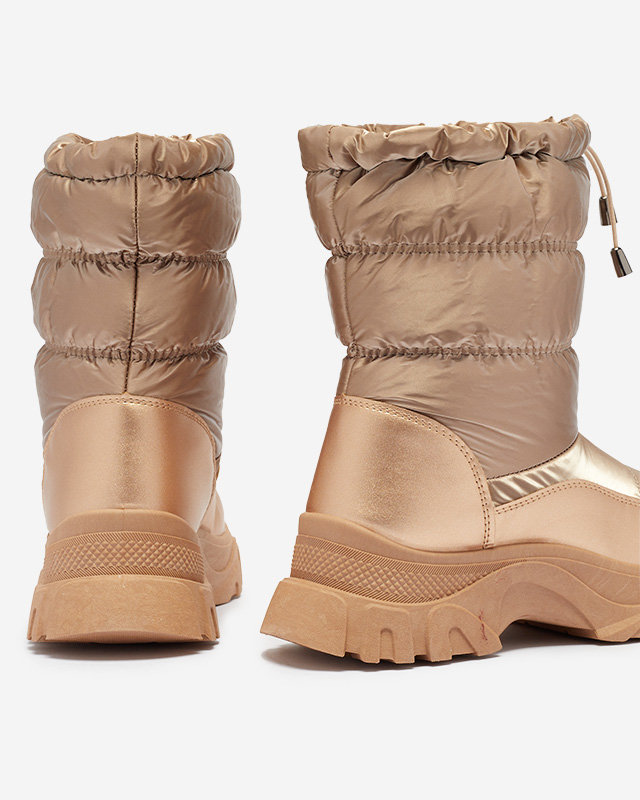 OUTLET Ružovo-zlaté dámske prešívané snehule Dessi - Obuv