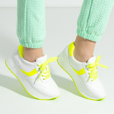 Biele a žlté športové tenisky pre ženy na platforme Dahn - Obuv