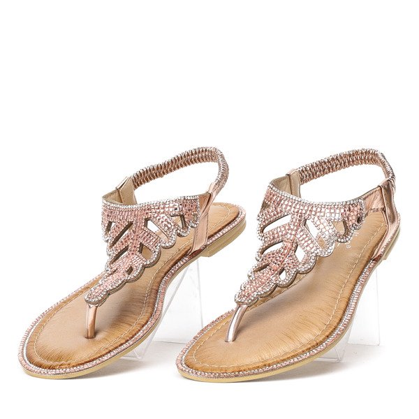 Różowe sandały japonki z cyrkoniami Ohio - Obuwie