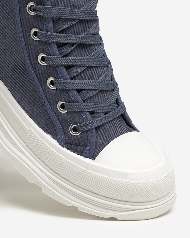 Modré dámske vysoké rebrované tenisky Somali - Obuv