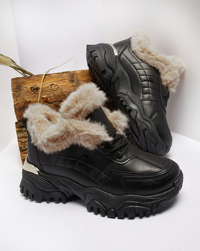 Čierna športová obuv pre ženy s kožušinou Flixi - Obuv