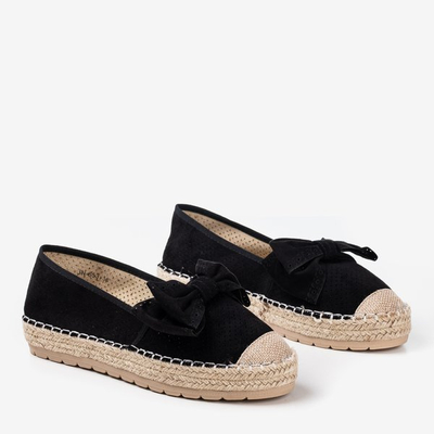 Černé prolamované espadrilles na platformě s lukem Mimilla - Obuv 1