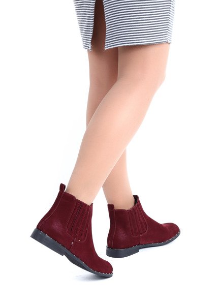 Bordowe botki Audria- Obuwie