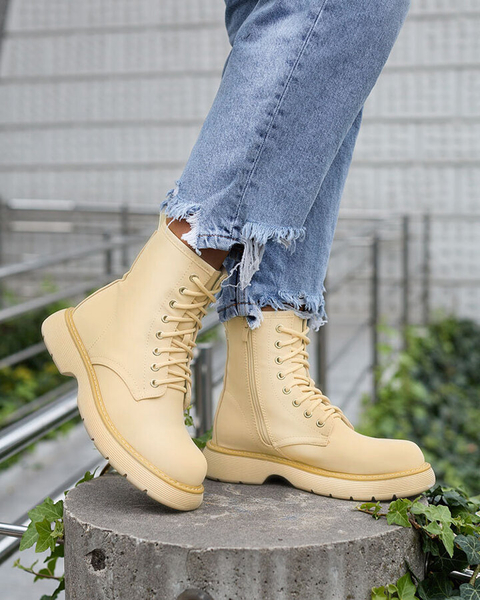 Royalfashion Matné béžové dámske čižmy Kucillo