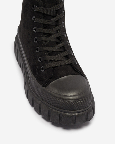 OUTLET Čierne dámske šnurovacie športové topánky a'la tenisky Netara - Obuv