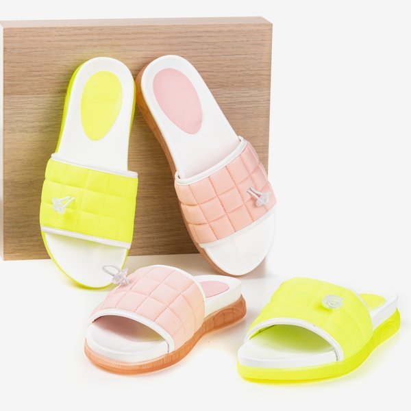 Neonově žluté prošívané pantofle Pixa - Obuv 1