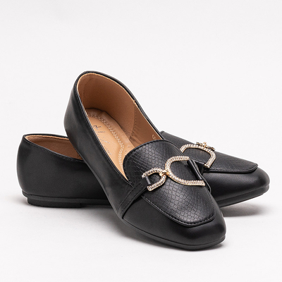 Čierne dámske mokasíny s razením a ornamentom na nose Gilis - Footwear