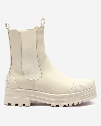 Béžové dámske čižmy na hrubšej podrážke Berann- Obuv