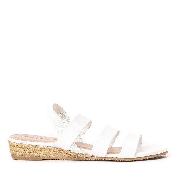 Bílé sandály na nízkém klínu Gracie - Obuv 1