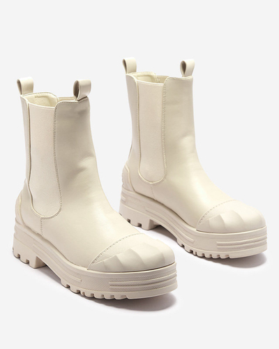 Béžové dámske čižmy na hrubšej podrážke Berann- Obuv