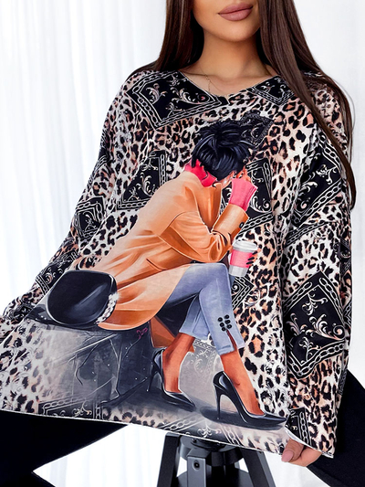 Royalfashion Čiernobiela dámska blúzka s módnou potlačou