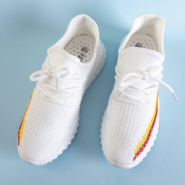 Biele dámske športové topánky s farebnými pruhmi Lutia - Obuv